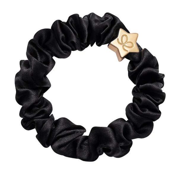 By Eloise London Gold Star Silk Scrunchie - Black